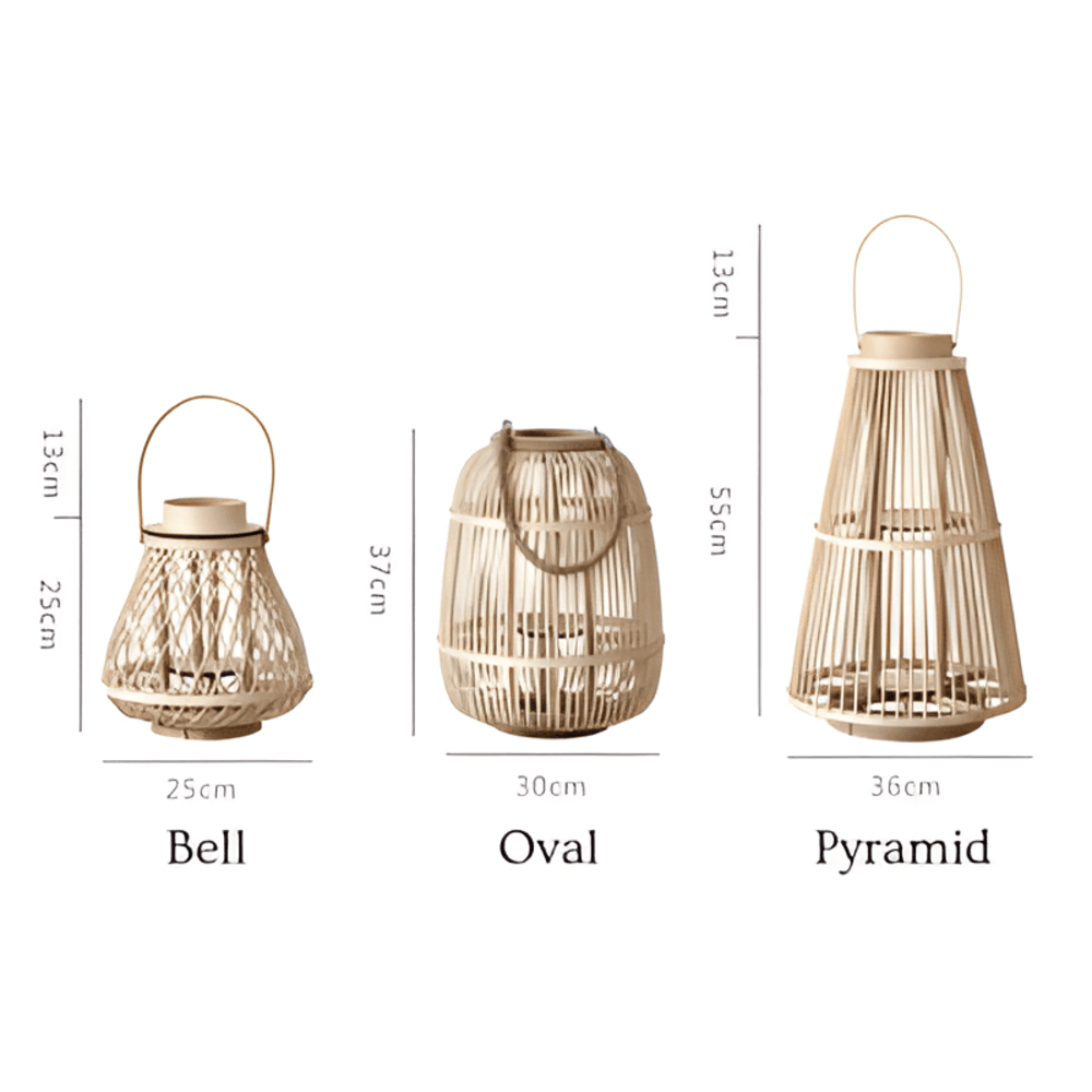 Handwoven Rattan Lantern – Flameless LED Candle, 3 Shapes, Battery-Powered