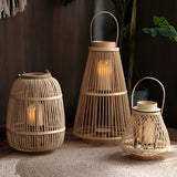 Handwoven Rattan Lantern – Flameless LED Candle, 3 Shapes, Battery-Powered