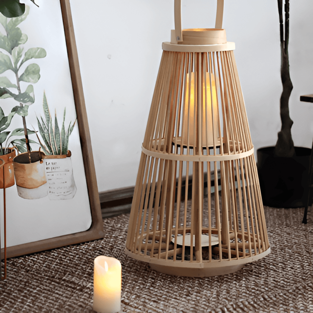 Handwoven Rattan Lantern – Flameless LED Candle, 3 Shapes, Battery-Powered