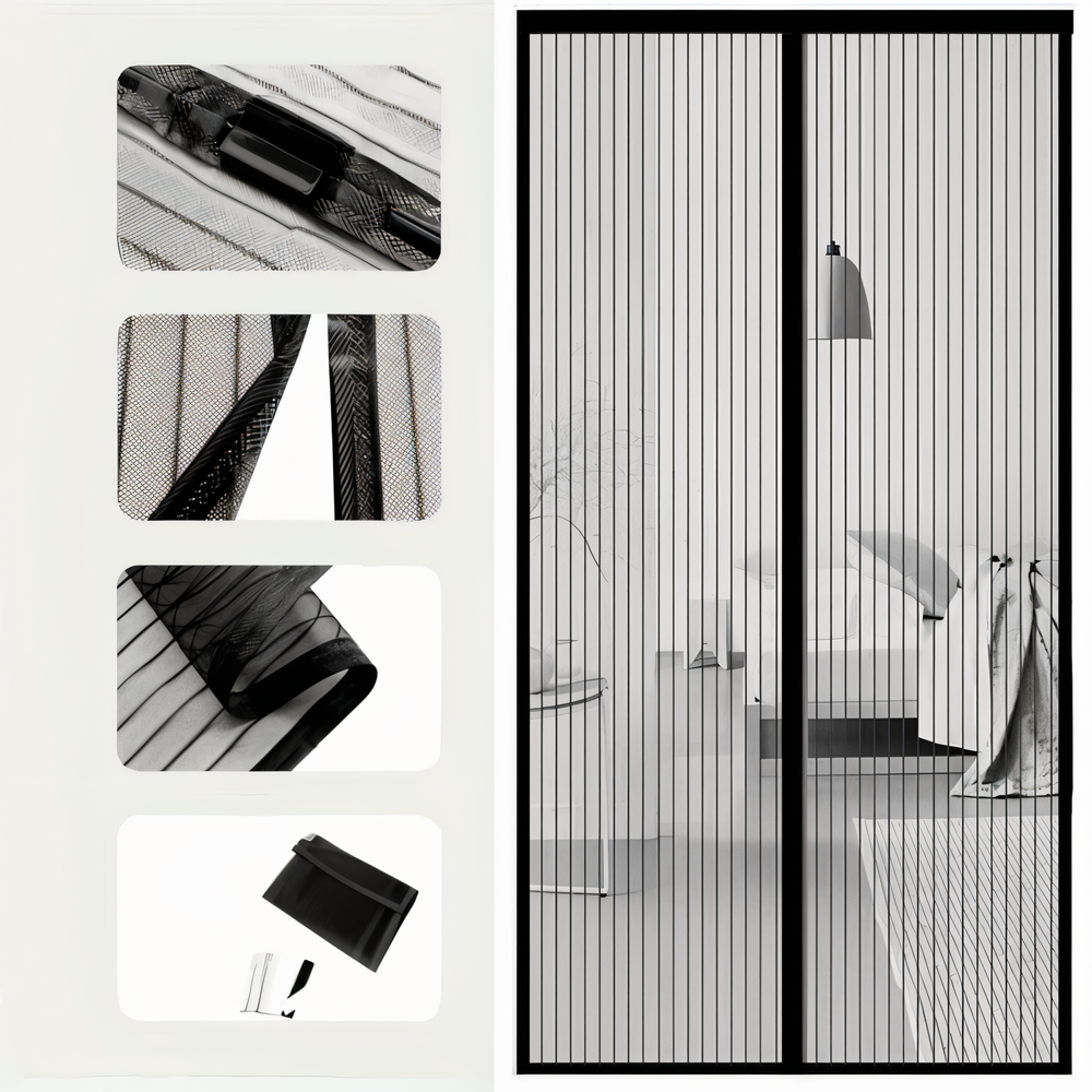 Magnetic Screen Door Curtain – Fine Mesh Gauze, Self-Closing, 90–120×210cm