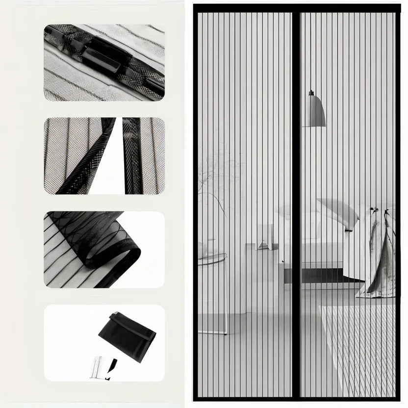 Magnetic Door Screen Curtain 100×210cm – Fly Screen, 26 Neodymium Magnets & No-Drill Install