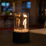 Tabletop Bioethanol Fireplace – Glass Cylinder, Metal Base & 27cm Height