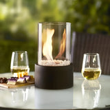 Tabletop Bioethanol Fireplace – Glass Cylinder, Metal Base & 27cm Height