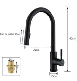 BowLift | TouchTech Pull-Out Kitchen Tap – Sensor Touchless Mixer Tap with Flexible Spout | Modern Brass Faucet
