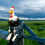 Chicken Garden Figurine – Weatherproof Resin, Wobbling Wood Legs & 28cm