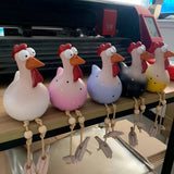 Chicken Garden Figurine – Weatherproof Resin, Wobbling Wood Legs & 28cm