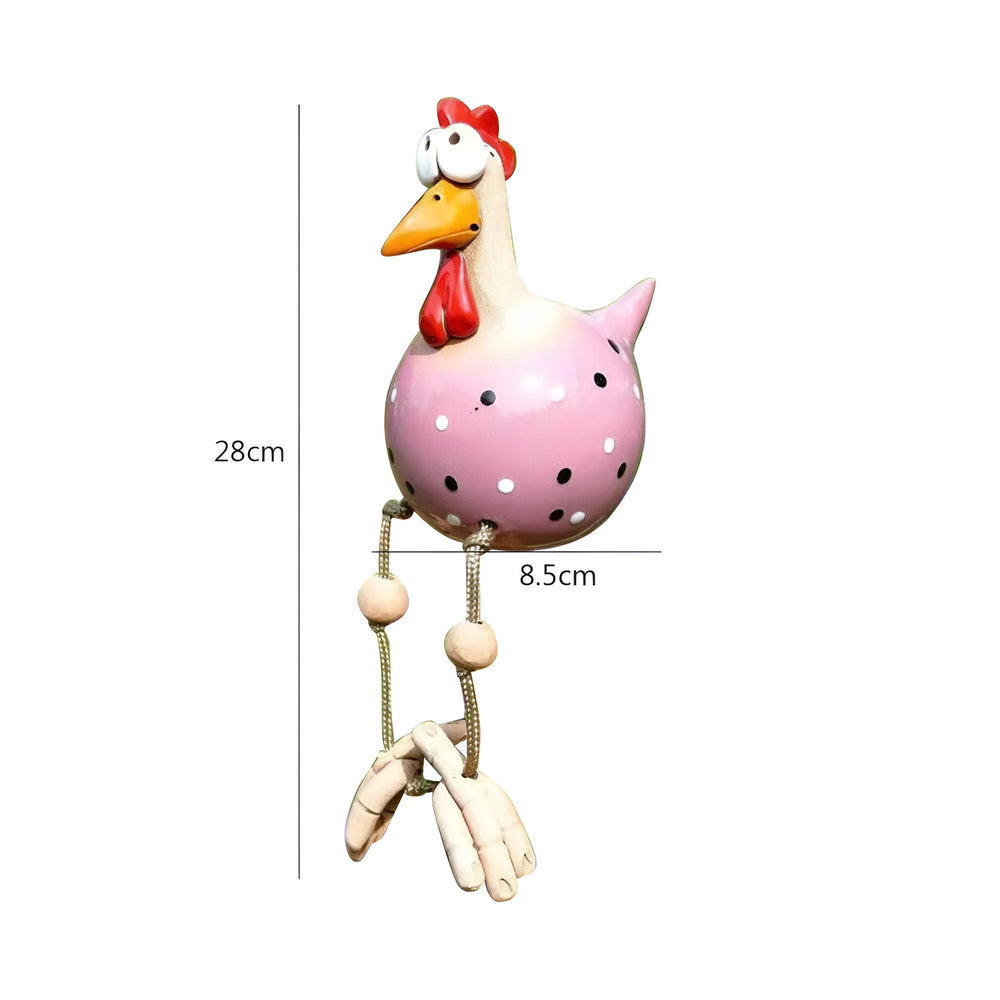 Chicken Garden Figurine – Weatherproof Resin, Wobbling Wood Legs & 28cm