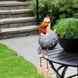 Chicken Garden Figurine – Weatherproof Resin, Wobbling Wood Legs & 28cm
