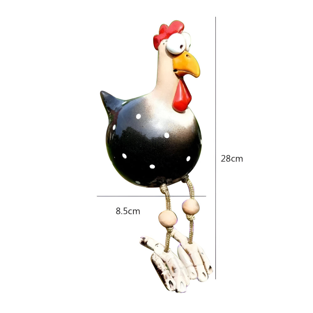 Chicken Garden Figurine – Weatherproof Resin, Wobbling Wood Legs & 28cm