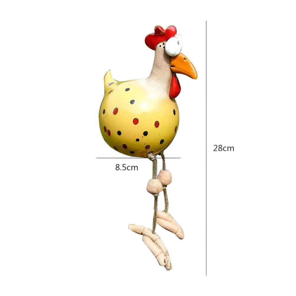 Chicken Garden Figurine – Weatherproof Resin, Wobbling Wood Legs & 28cm