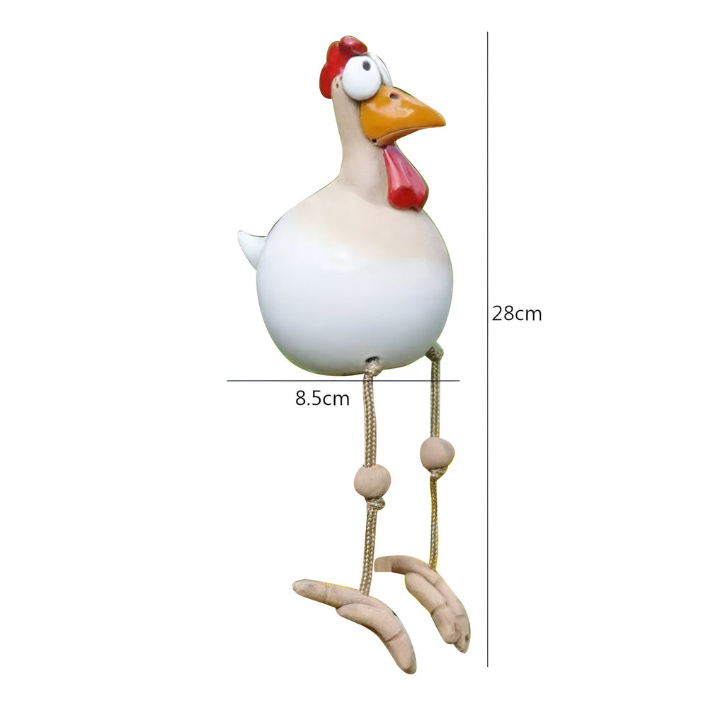 Chicken Garden Figurine – Weatherproof Resin, Wobbling Wood Legs & 28cm
