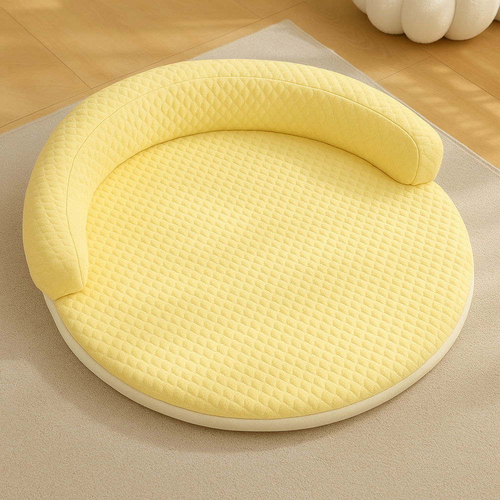 Orthopedic Cooling Cat Bed – Ice-Silk Surface, Foam Base & Raised Rim
