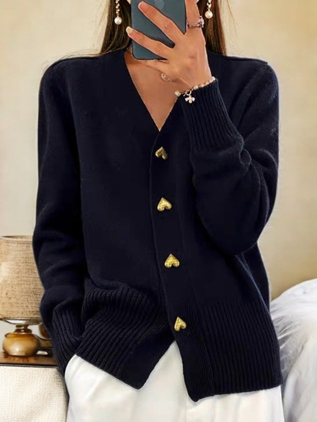 Frida – Hip-Length Cardigan with Button Placket