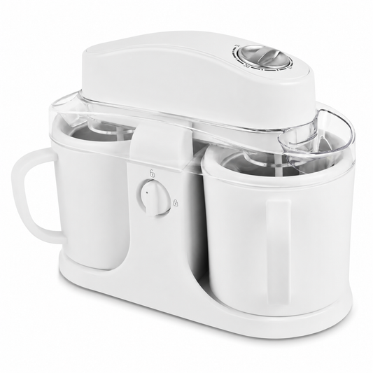 Countertop Ice Cream Maker – Dual Bowl, One-Knob Control & Compact Design