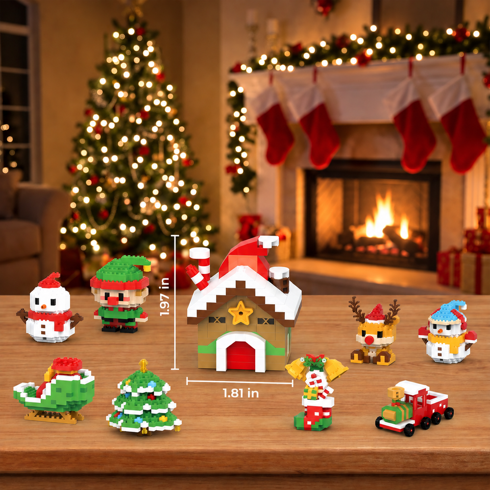 Christmas Building Block Figures – Santa, Elf, Snowman & Tree Sets