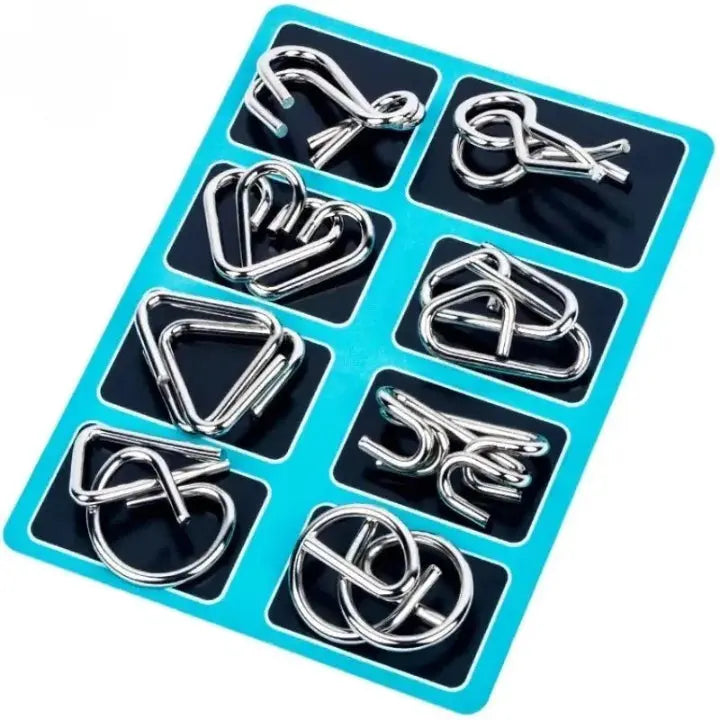 Interlock Metallpuzzle-Set – 8-teiliges Set für Weihnachten & Spielabende – Perfektes Geschenk für Rätsel-Liebhaber