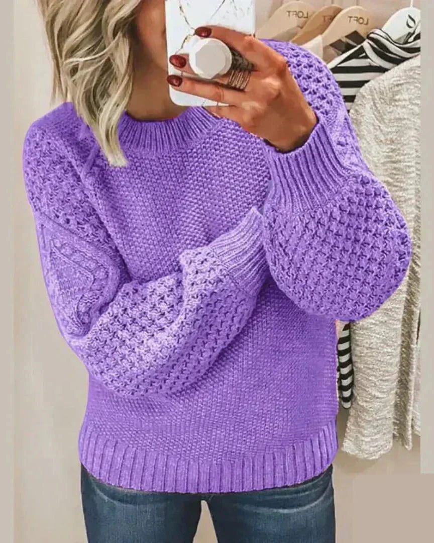 Sure! Here’s an enhanced and optimized version of your product title for Google Shopping:

"Hazel Cozy Knit Sweater for Women - Soft & Stylish Pullover for Everyday Comfort"

This title includes relevant keywords while highlighting the product's features