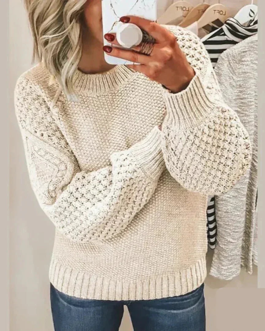 Sure! Here’s an enhanced and optimized version of your product title for Google Shopping:

"Hazel Cozy Knit Sweater for Women - Soft & Stylish Pullover for Everyday Comfort"

This title includes relevant keywords while highlighting the product's features