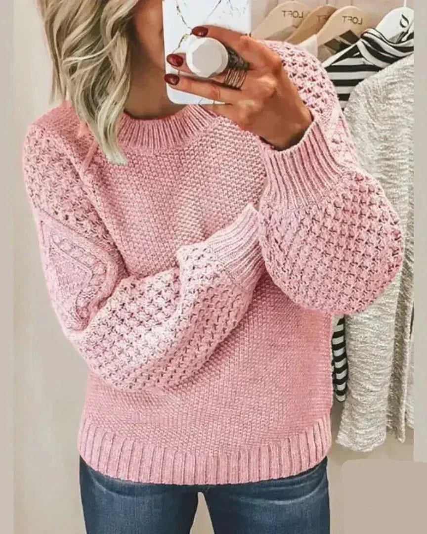 Sure! Here’s an enhanced and optimized version of your product title for Google Shopping:

"Hazel Cozy Knit Sweater for Women - Soft & Stylish Pullover for Everyday Comfort"

This title includes relevant keywords while highlighting the product's features