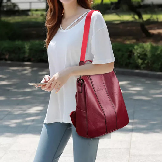 Anti-Theft Leather Backpack – Secure Design, Multifunctional Shoulder Bag & Stylish Look