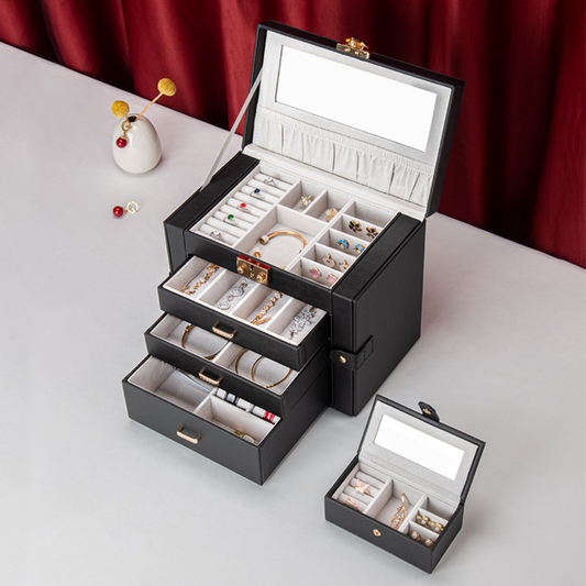 Large Jewelry Box Organizer – Pull-Out Drawers, Built-In Mirror & Mother's Day Gift