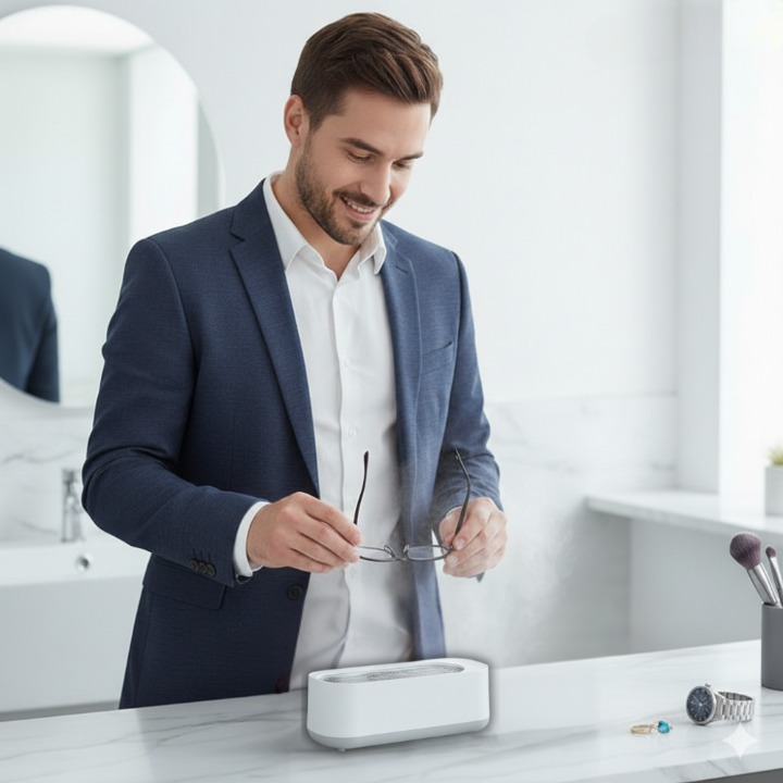 Ultrasonic Cleaner – USB Rechargeable, 3-Minute Clean for Jewelry & Glasses