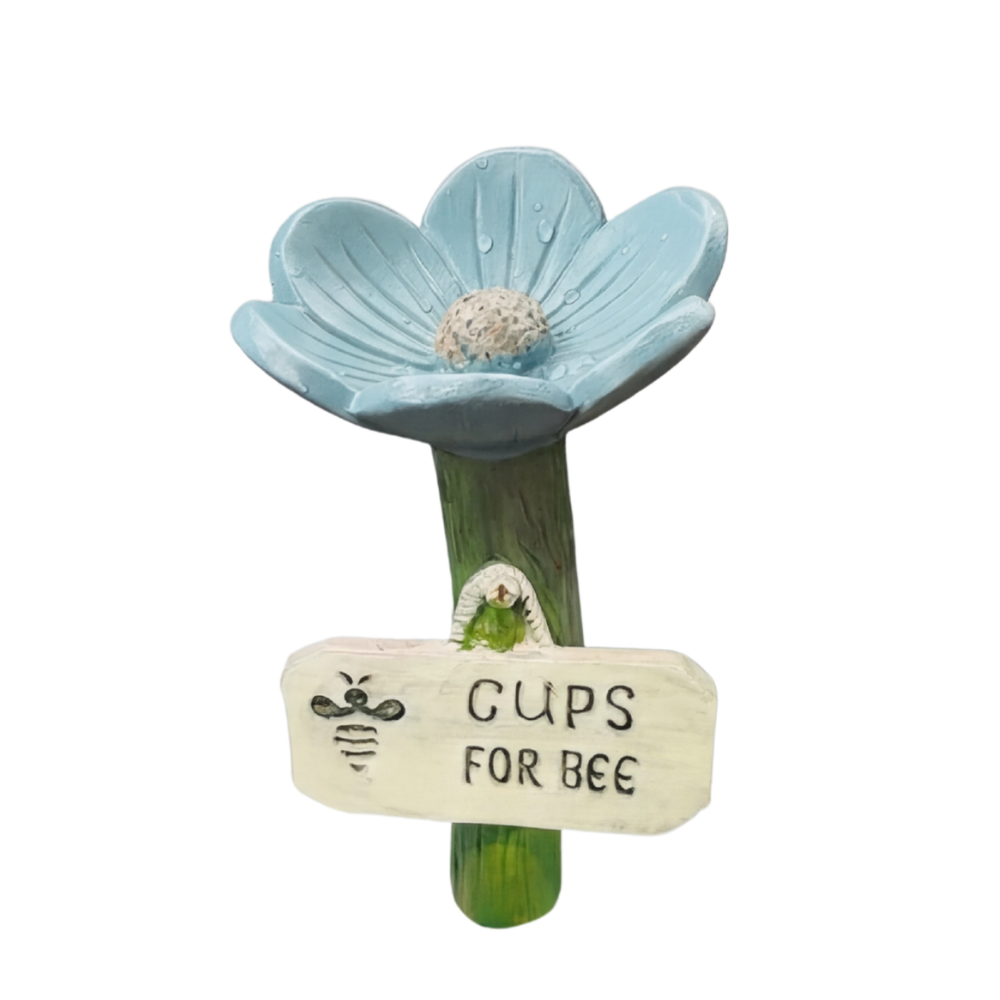 Hand-Painted Bee & Butterfly Water Feeder – Weatherproof Resin, Ground Stake & Pollinator Safe
