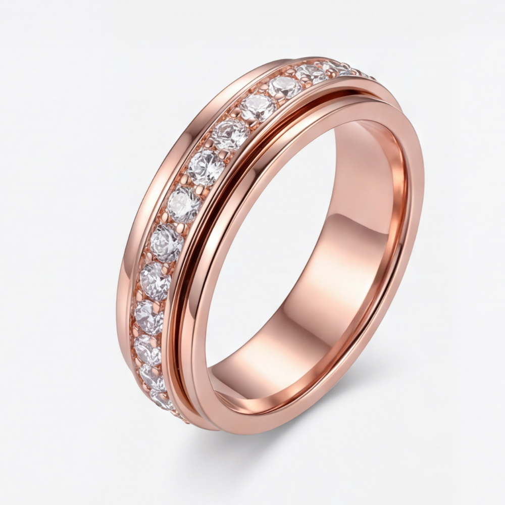 Enhanced Product Title: "Zirkonia-Drehring mit Rotierendem Band - Eleganter Schmuckring mit Funkelnden Zirkonia-Steinen für Damen" 

This title includes relevant keywords while providing more detail about the product, which can help improve visibility and