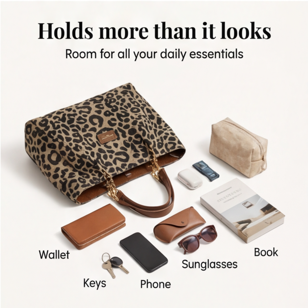 Stylish Leotard-Print Tote Bag with Elegant Gold Chain Detail - Fashionable & Versatile Handbag