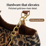 Stylish Leotard-Print Tote Bag with Elegant Gold Chain Detail - Fashionable & Versatile Handbag