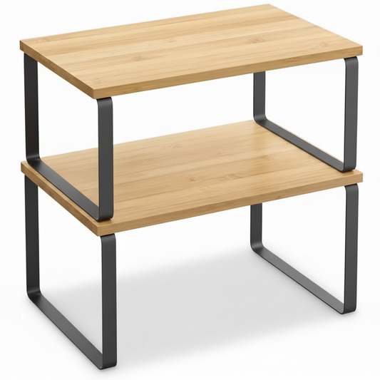 Metal Shelf Organizer – Stackable, Kitchen Cabinet & Storage Rack