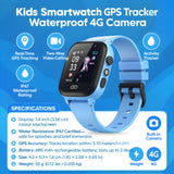Kids GPS Smartwatch – 4G Tracker, Camera & IP67 Waterproof Touchscreen