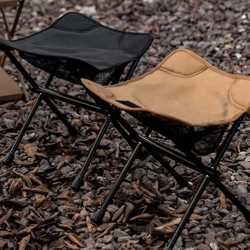 Folding Camping Stool – Oxford Fabric, Steel Frame & Mesh Pocket