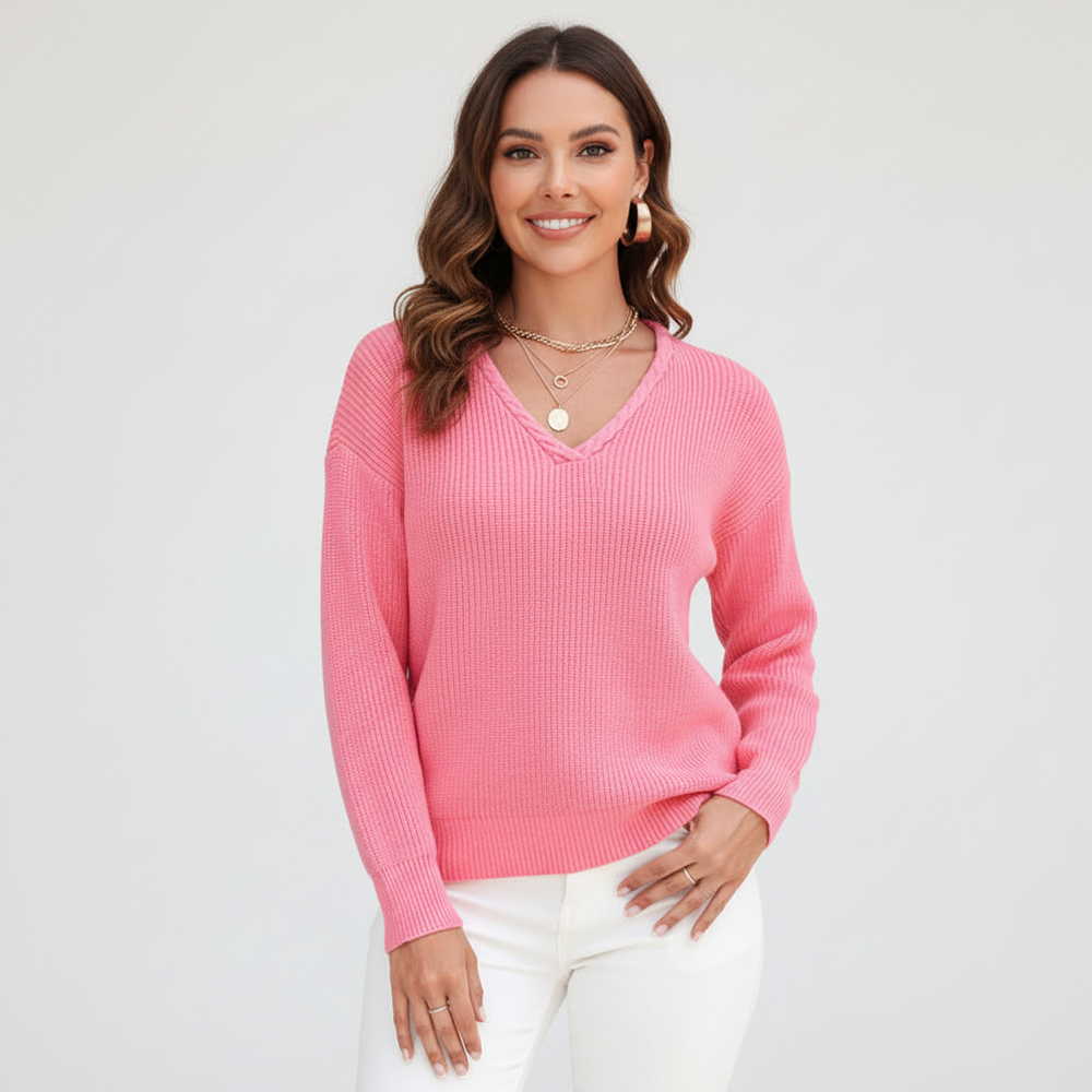 Classic V-neck Sweater - Leonie - 5
