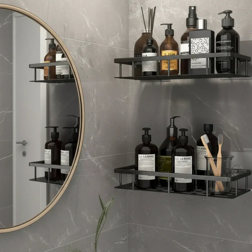 Self-Adhesive Wall Shelf – No-Drill Mount, 5kg Capacity & Stainless Steel