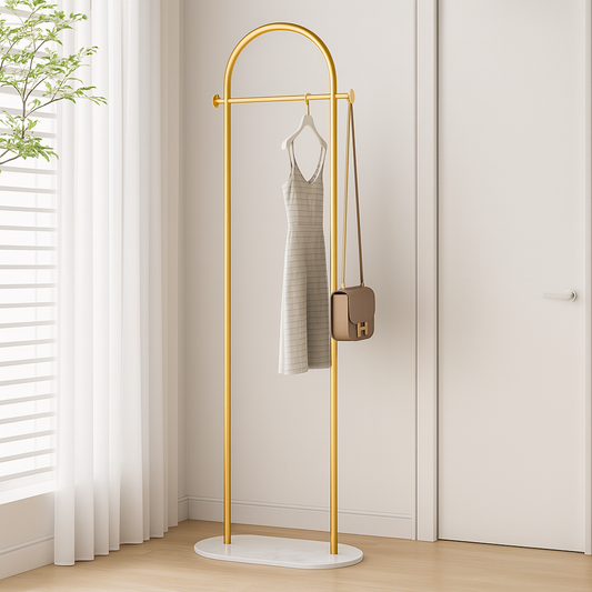 Arched Clothing Rack – Freestanding Metal, 170×28×45cm & Marble-Look Base