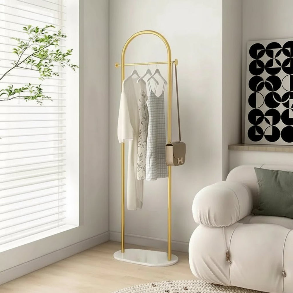 Arched Clothing Rack – Freestanding Metal, 170×28×45cm & Marble-Look Base