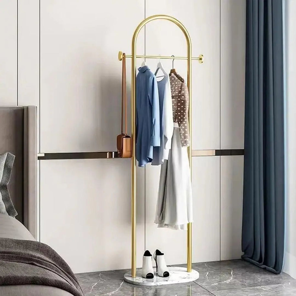 Arched Clothing Rack – Freestanding Metal, 170×28×45cm & Marble-Look Base