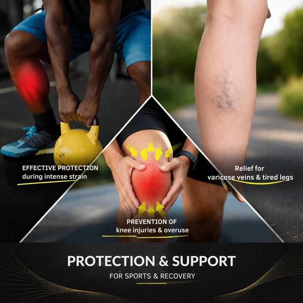 Knee Compression Support Brace – Breathable, Non-Slip & Black/Gray (S–XL)