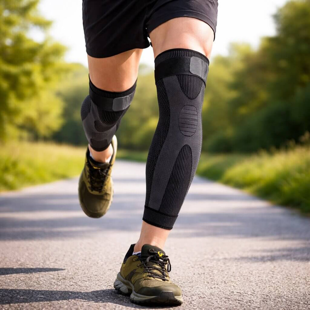 Knee Compression Support Brace – Breathable, Non-Slip & Black/Gray (S–XL)
