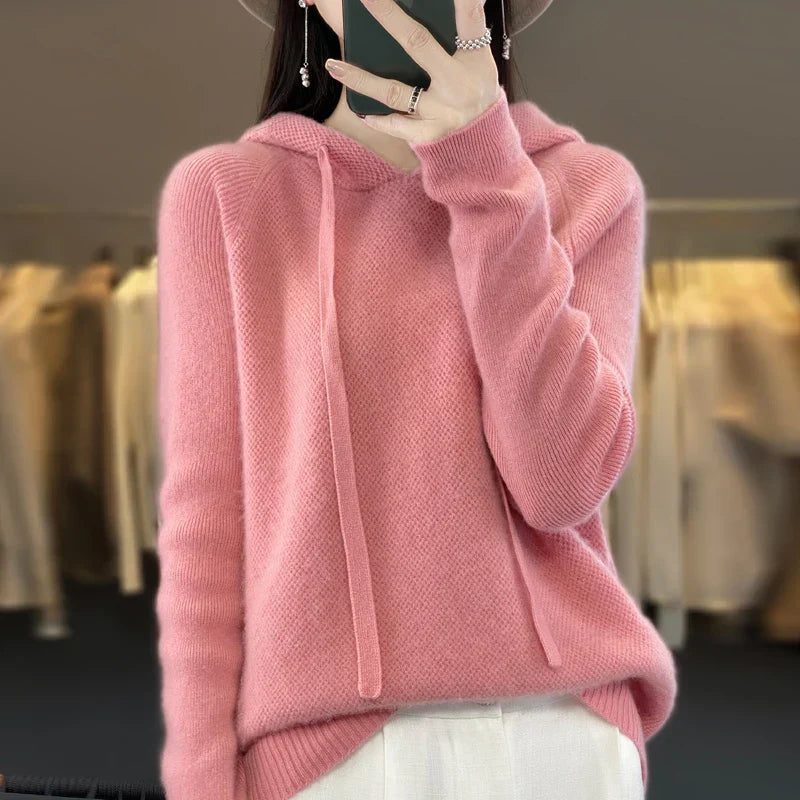 Knit Hooded Sweater With a Soft Texture - Kristy