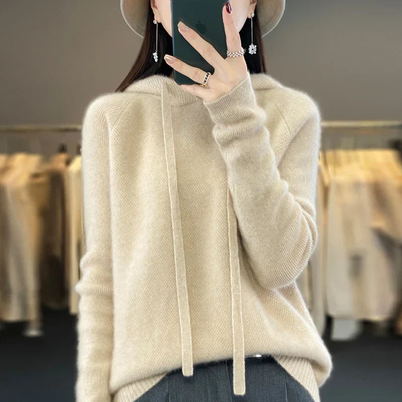 Knit Hooded Sweater With a Soft Texture - Kristy