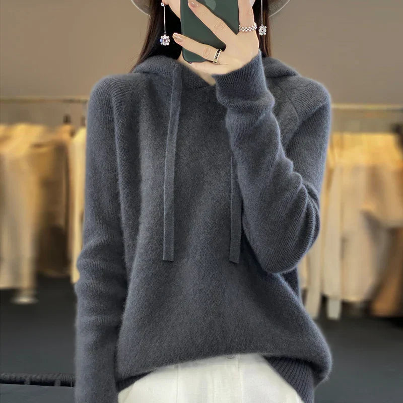 Knit Hooded Sweater With a Soft Texture - Kristy