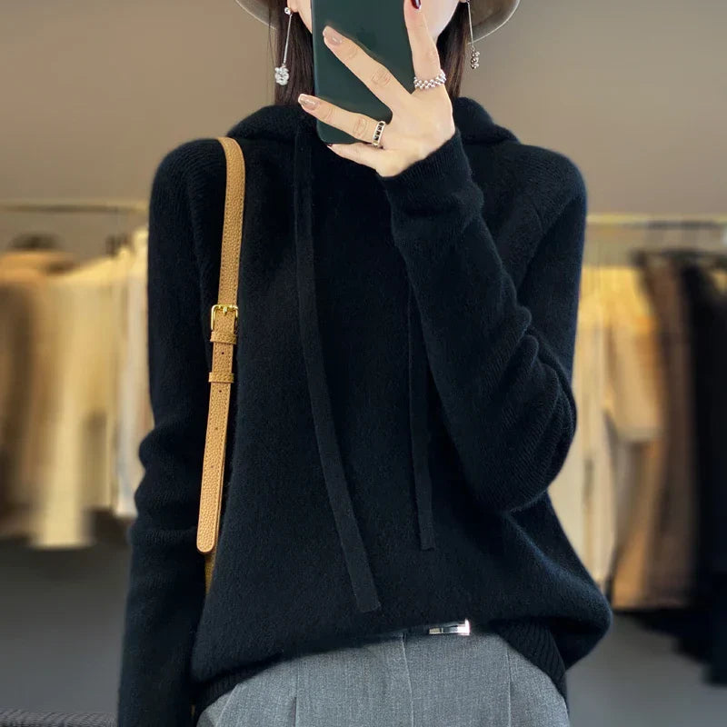 Knit Hooded Sweater With a Soft Texture - Kristy