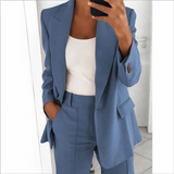 Sanne Blazer and Pants Set – Light Blue