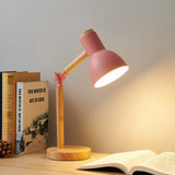 Scandinavian Desk Lamp – Wood Base, Adjustable Arm & Warm LED for Home Office
