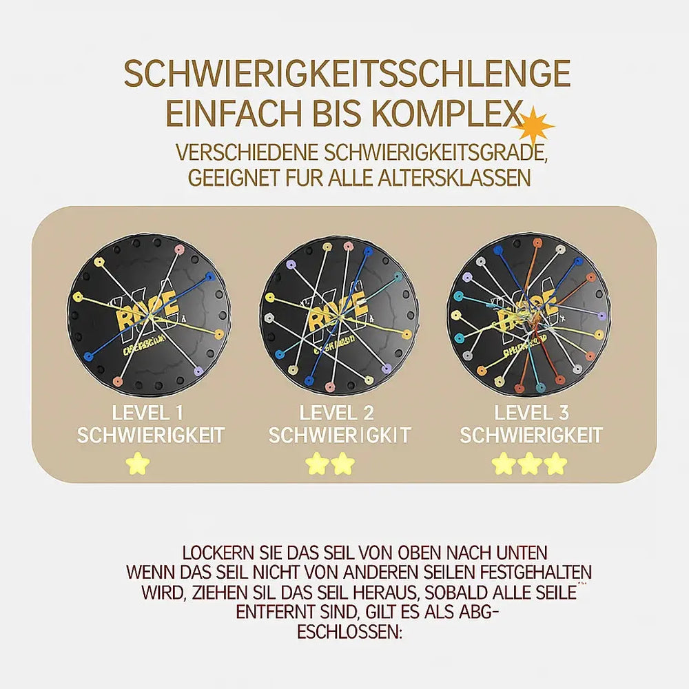 Enhanced Product Title: "Logik-Seilspiel – Konzentrations- und Geschicklichkeitsspiel für Jung und Alt – Ideal für Familien und Gruppenaktivitäten" 

This title includes relevant keywords while providing a clearer description of the product's benefits and
