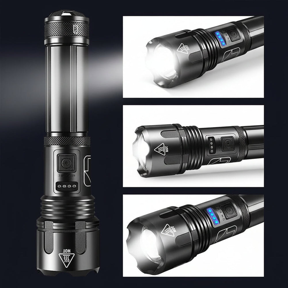 Tactical Flashlight – Rechargeable LED, Aluminum Build & Zoom Torch
