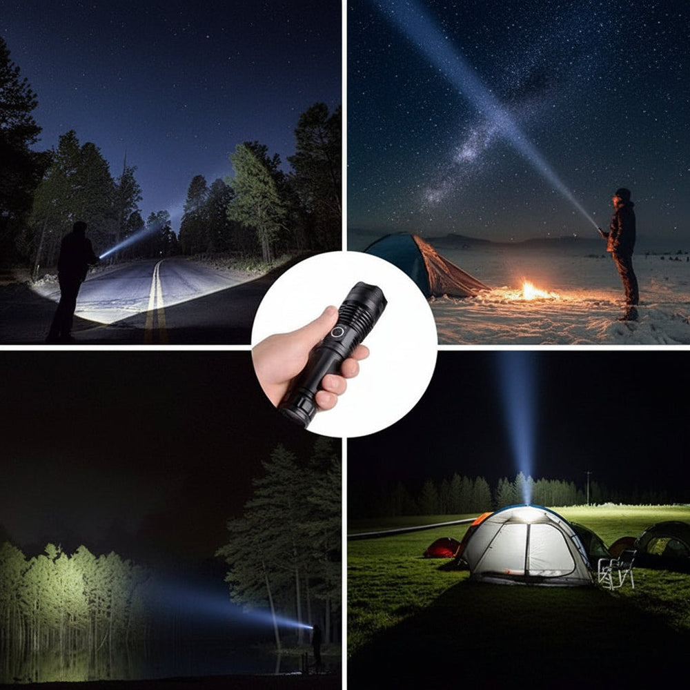 Tactical Flashlight – Rechargeable LED, Aluminum Build & Zoom Torch