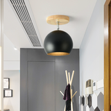 Scandinavian Ceiling Light – Wood & Metal, Adjustable Shade & E27 Fitting